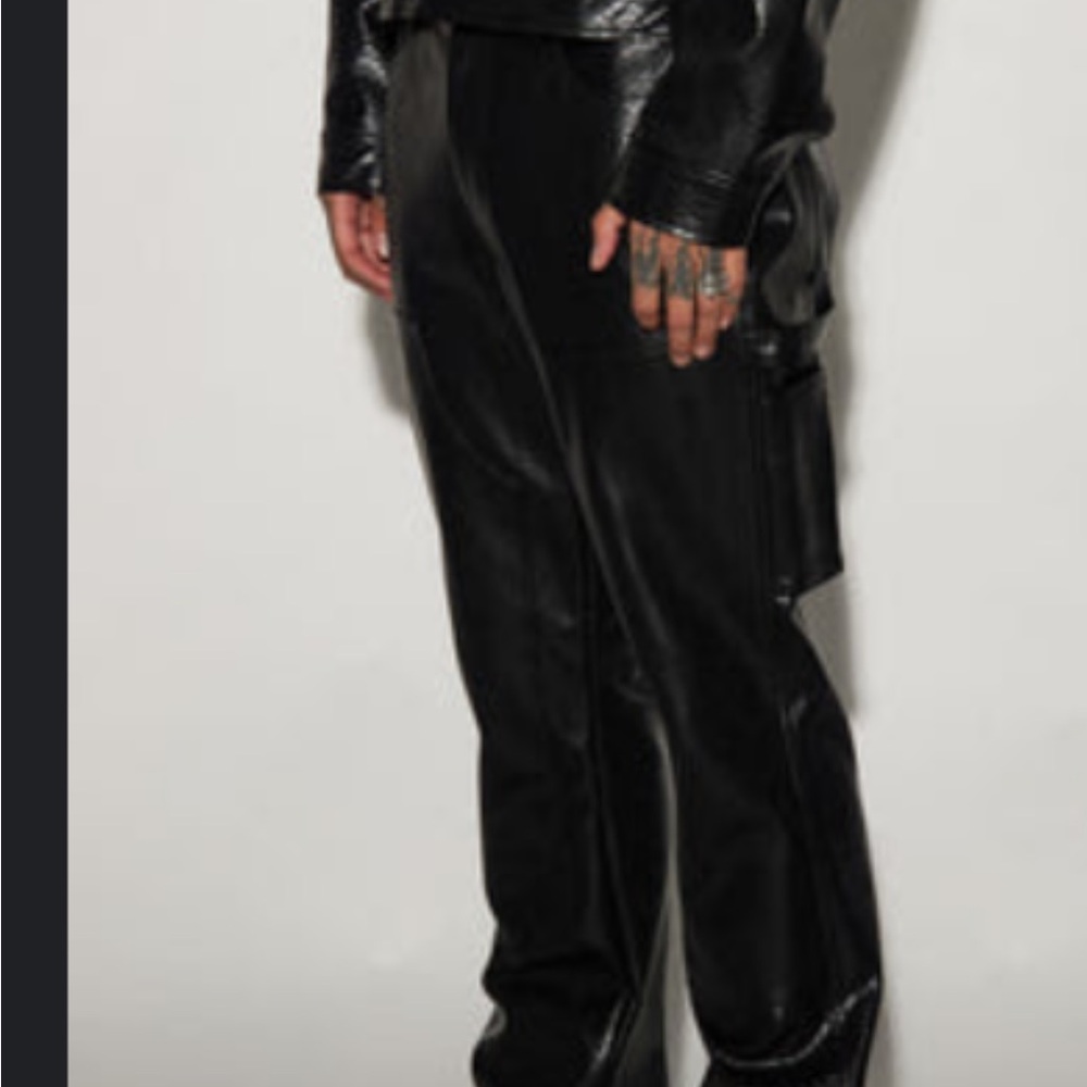 Fashion Nova Shiny Black Cargo Pants
